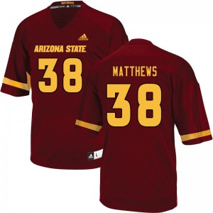 Men Damon Matthews Maroon Arizona State Sun Devils #38 Jersey 357359-562