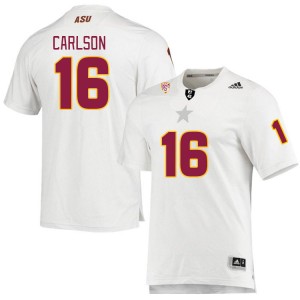 Men Josh Carlson White Sun Devils #16 Jersey 123621-570