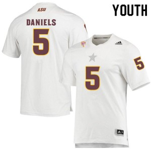 Youth Jayden Daniels White Arizona State Sun Devils #5 Jersey 390089-792