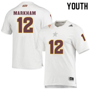 Youth Kejuan Markham White Arizona State University #12 Jersey 367510-636