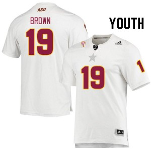 Youth Alonzo Brown White Arizona State Sun Devils #19 Jersey 329378-331