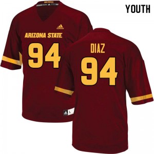 Youth Jamie Diaz Maroon Arizona State Sun Devils #94 Jersey 165624-958