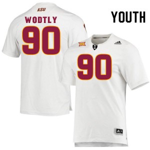 Youth Justin Wodtly White Arizona State #90 Jersey 423905-355