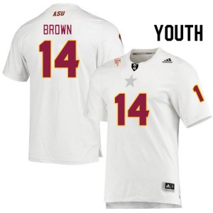 Youth Kyson Brown White Arizona State #14 Jersey 360072-883
