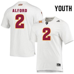 Youth Xavion Alford White Arizona State Sun Devils #2 Jersey 949313-603